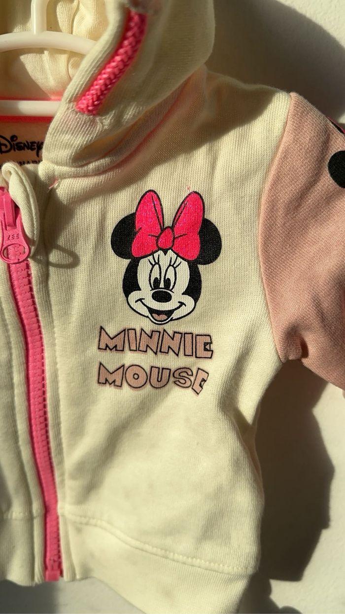 0/3 mois Veste sweat fermeture éclair zip capuche   rose Minnie Disney Disneyland Neuf avec étiquette - photo numéro 2