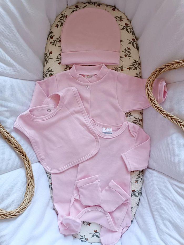 Ensemble complet rose pyjama 5 pièces 100% coton à personnaliser - photo numéro 2