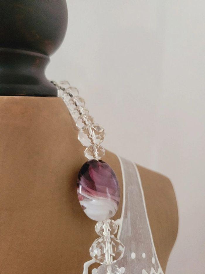 Collier véritable Murano verre soufflé violet venezia venise Italie - photo numéro 9