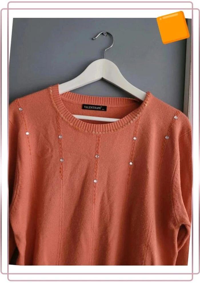 🌻Pull col rond taille M/L orange corail - photo numéro 2