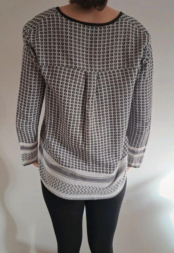 Blouse manches longues motifs blanc/gris cordon Pimkie - photo numéro 4