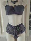 Ensemble lingerie neuf gris 95B et 40 pour le bas