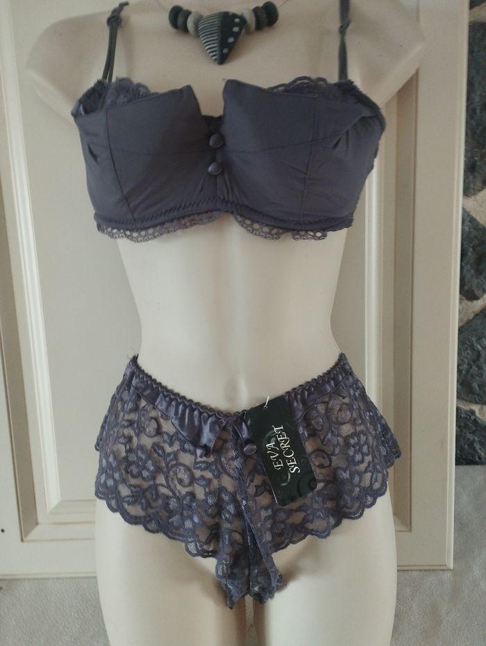 Ensemble lingerie neuf gris 95B et 40 pour le bas - photo numéro 1