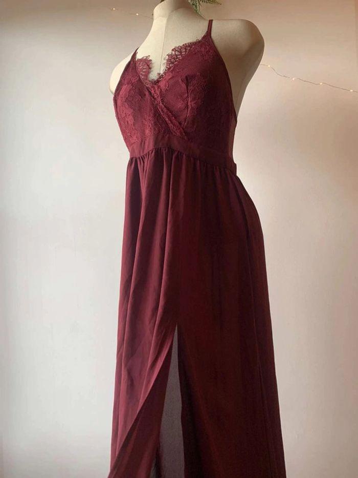 Robe bordeaux dentelle - taille M - photo numéro 7