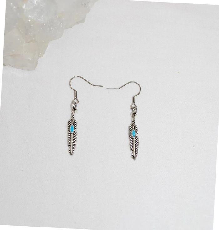 Boucles d oreille petites plumes indiennes argents - photo numéro 1