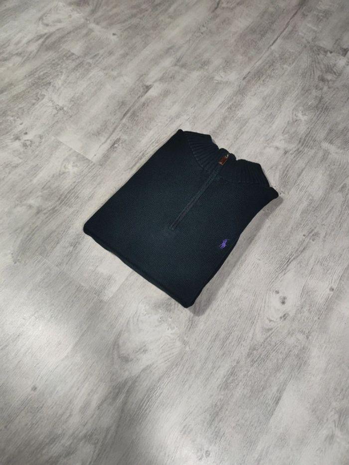 Pull Half Zip Ralph Lauren Noir Logo Brodé Violet Taille 2XL Homme - photo numéro 2