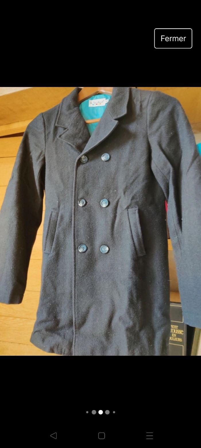 Veste manteau 50% laine noir Le Petit Marcel 12 ans - photo numéro 5