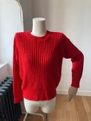 Pull grosse maille rouge oversize