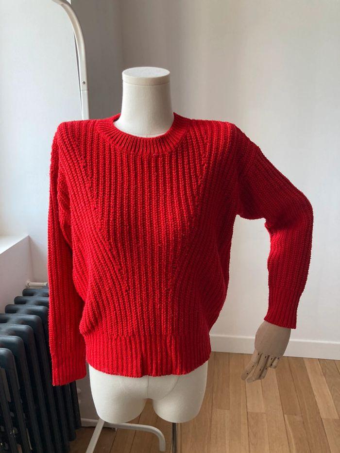 Pull grosse maille rouge oversize - photo numéro 1