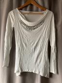 T-shirt blanc avec perles esprit S