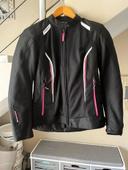 Blouson femme moto ixon noir blanc rose taille M