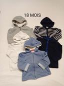 Lot 5 gilets garçons 18 mois diverses marques