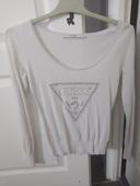 Pull femme taille 36 Guess blanc avec strass