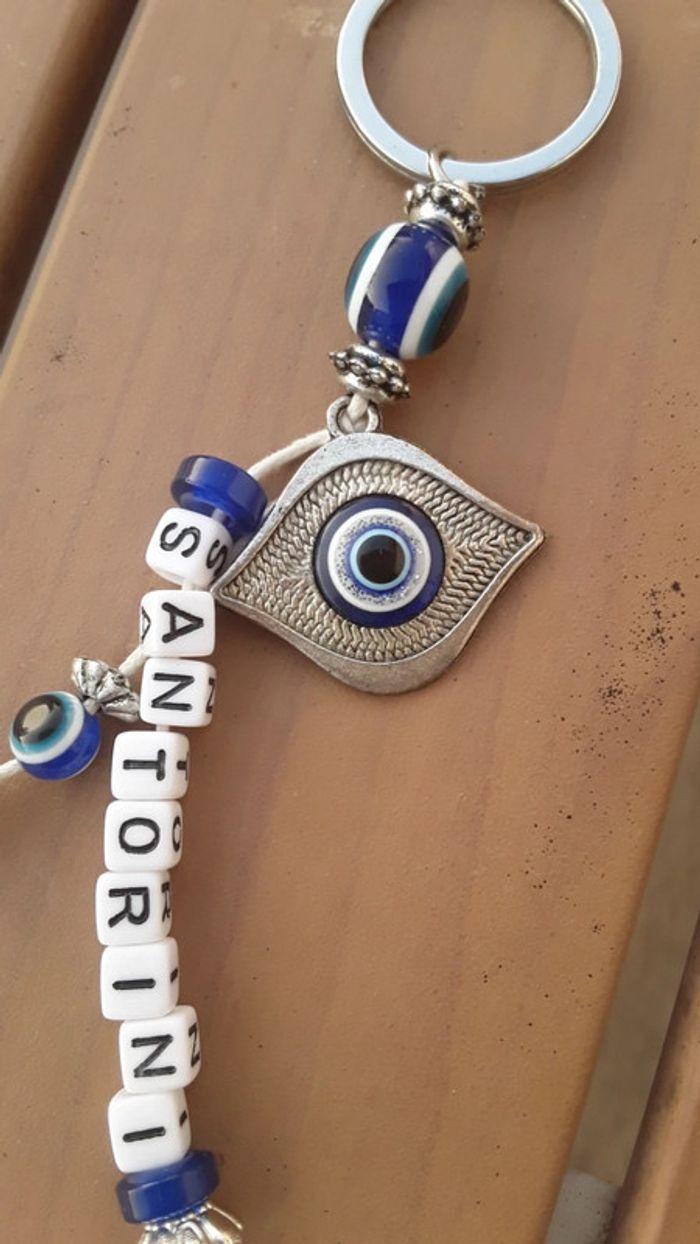 Porte clefs santorini bleu l oeil - photo numéro 2