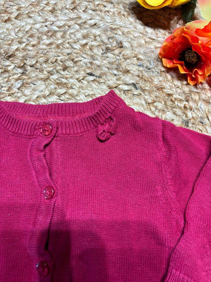 Gilet fille 🌺1mois🌺 en maille bordeaux rosée - photo numéro 2