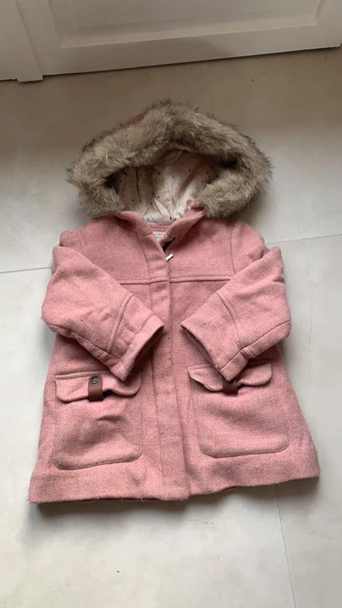 Manteau à capuche rose, zara baby, 3-4 ans en bon état - photo numéro 2