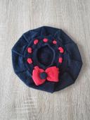 Bonnet marine fille taille unique à nœud rouge