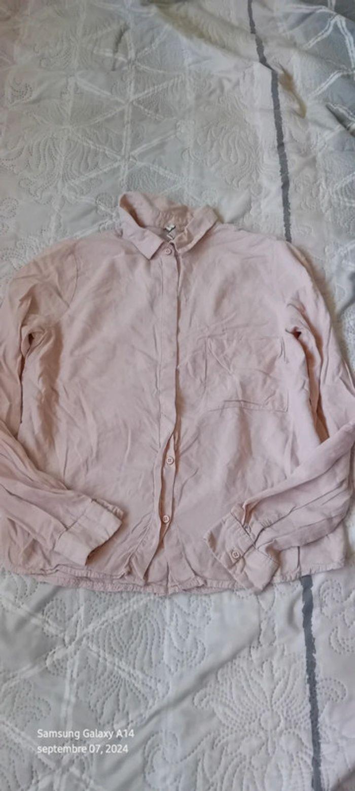 Chemise en viscose boutonnage au dos rose femme xs bershka xs - photo numéro 1