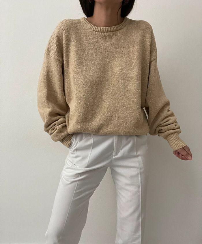 Oversized pull long beige soie et coton - photo numéro 6