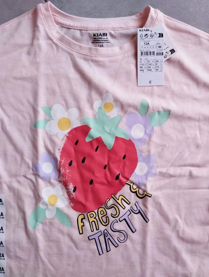 * T-shirt rose imprimé 'fruits' manches courtes T12A Kiabi - photo numéro 2