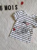 T-shirt manches courtes marinière INFLUX fille 6 mois