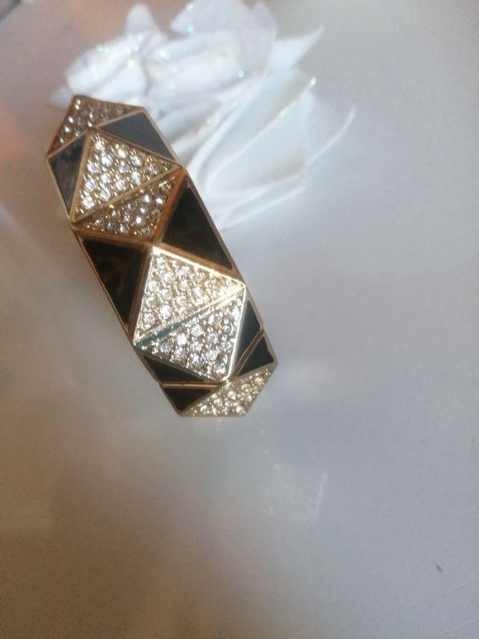 🌸Bracelet manchette Triangles noirs et strass "Mango" 🌸 - photo numéro 3