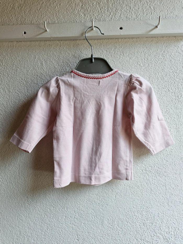 T-shirt manches longues 3 mois Tissaia Rose avec motif souris Très bon état - photo numéro 3