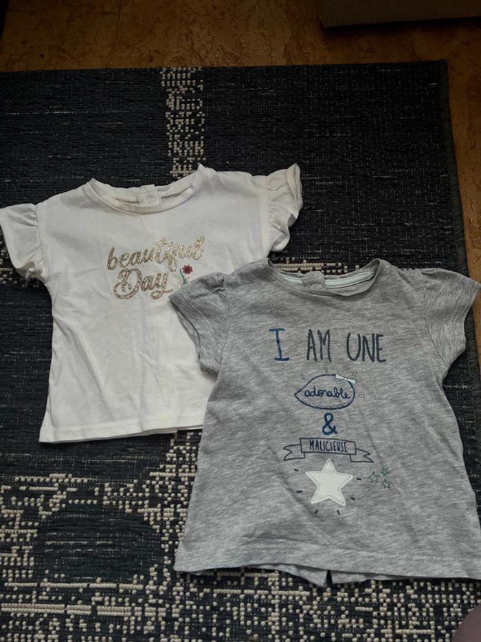 Lot 2 t-shirt bébé fille verbaudet 6m - photo numéro 1