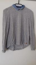 Pull fin fille col chemise