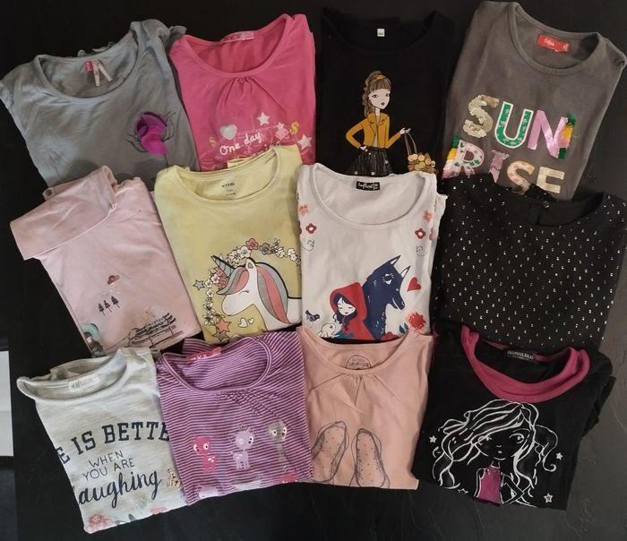 Lot de 12 t-shirts manches longues fille 10 ans - photo numéro 1