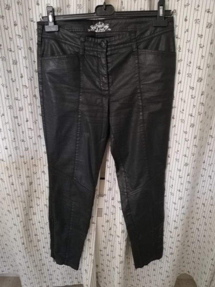 Pantalon noir coton ciré Cambio T 40 - photo numéro 1