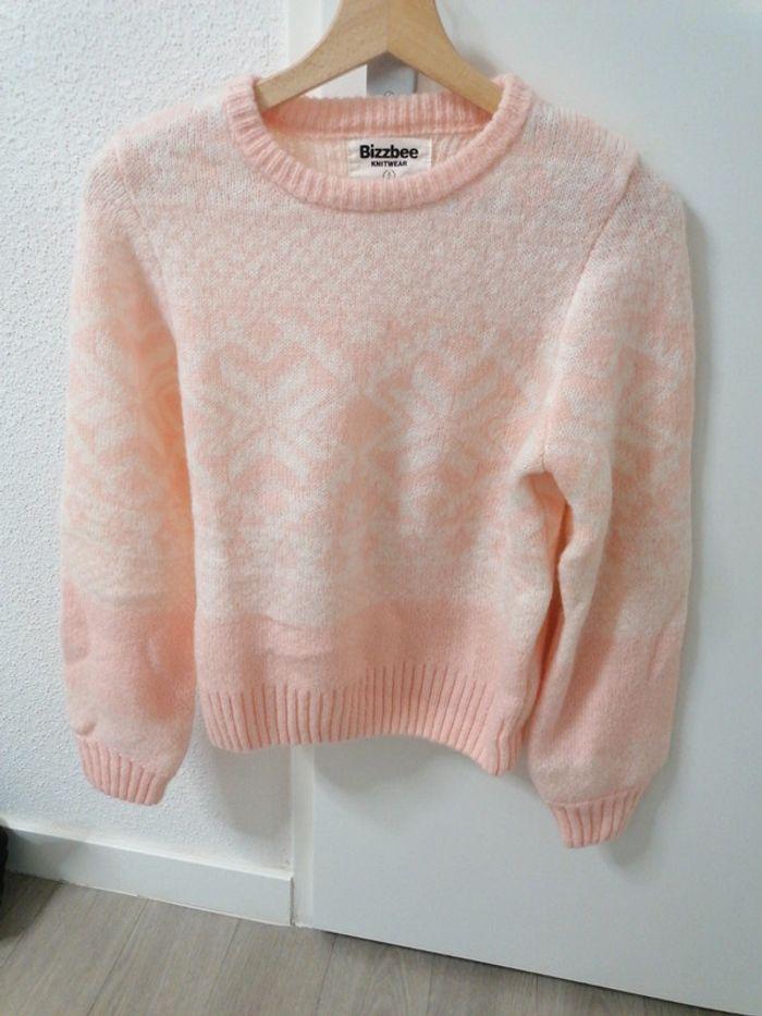 Pull Bizzbee XS rose et blanc - photo numéro 1