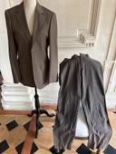 Costume homme Jodhpur laine et soie marron clair rayé fines rayures blanches