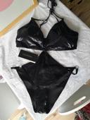 Maillot de bain noir satiné sexy 38