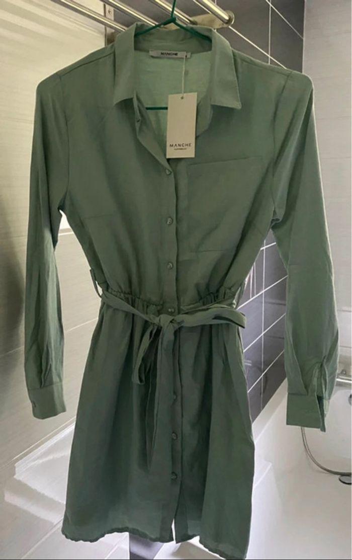 Magnifique robe chemise vert menthe - photo numéro 3