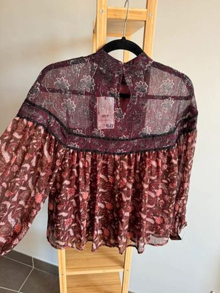 Blouse Zara motifs et transparence Taille S - photo numéro 8