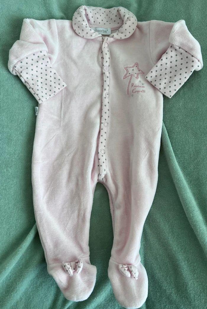 Pyjama /grenouillère rose Absorba taille naissance - photo numéro 1