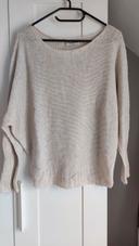 Pull maille manche chauve-souris beige