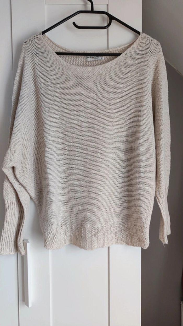 Pull maille manche chauve-souris beige - photo numéro 1