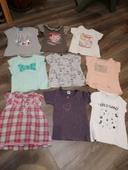 Lot 9 T shirt fille 4 ans