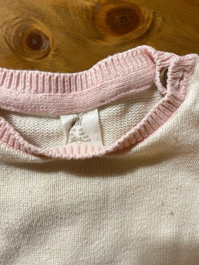 Pull fille H&M rose et beige 4-6 mois - photo numéro 5