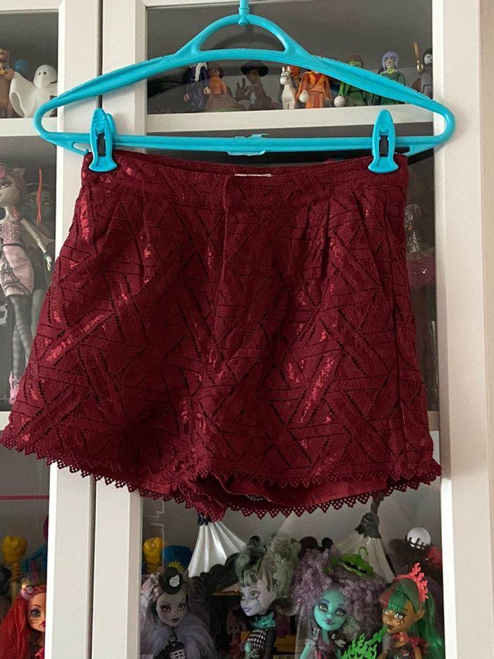 Short habillé en style dentelle bordeaux Bizzbee - photo numéro 1