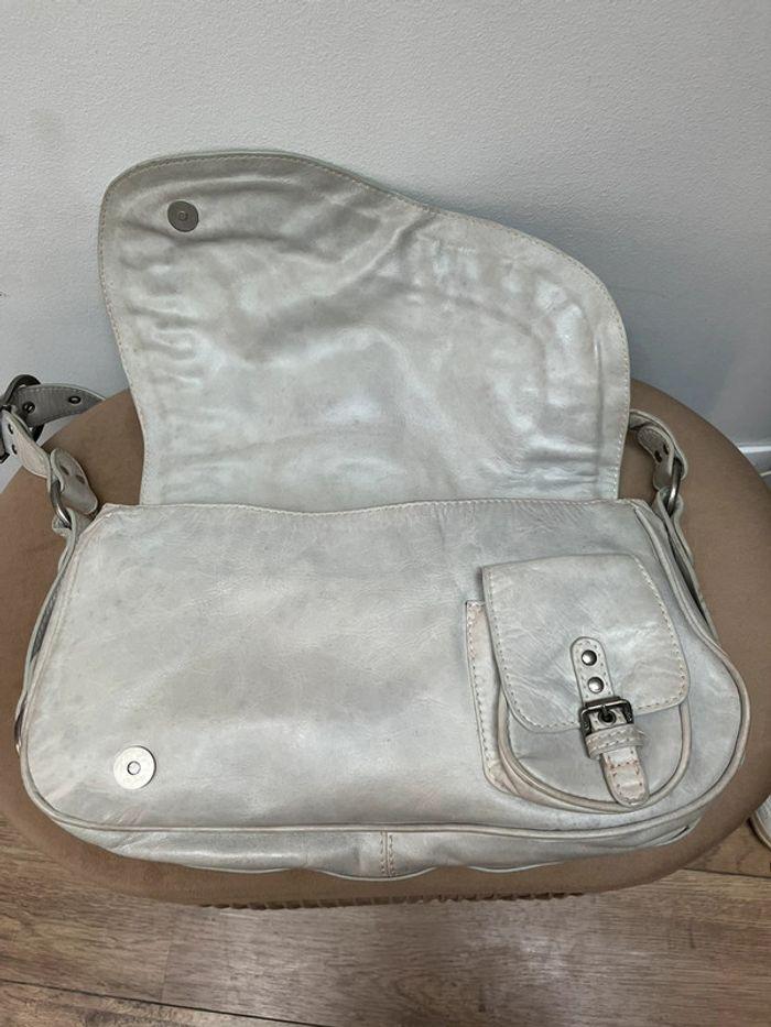 Sac en cuir Christian Dior Gaucho gris beige selle vintage bandoulière - photo numéro 8