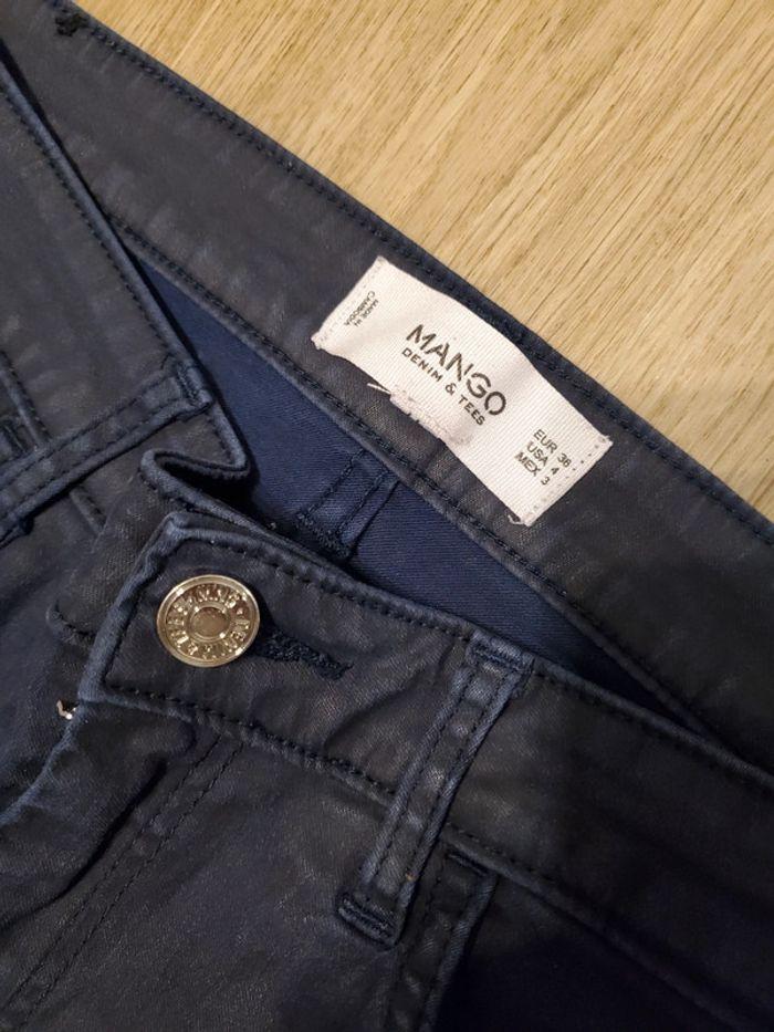 Jeans bleu foncé matière simili - photo numéro 4