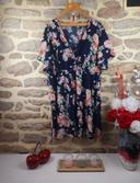 Robe trapèze manches papillon marine et multicolore Femme taille 52 marque Boohoo 🍓