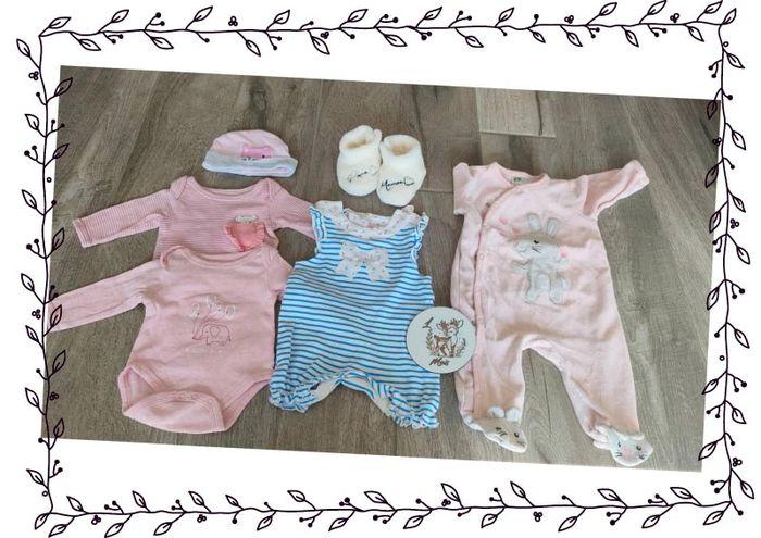 Trousseau, Lot fille bodies barboteuse bonnet pyjama papa maman animaux - photo numéro 2