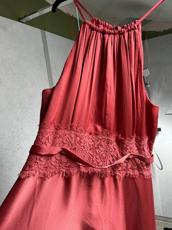 Robe rose longue satiné idéale mariage cérémonie - photo numéro 2