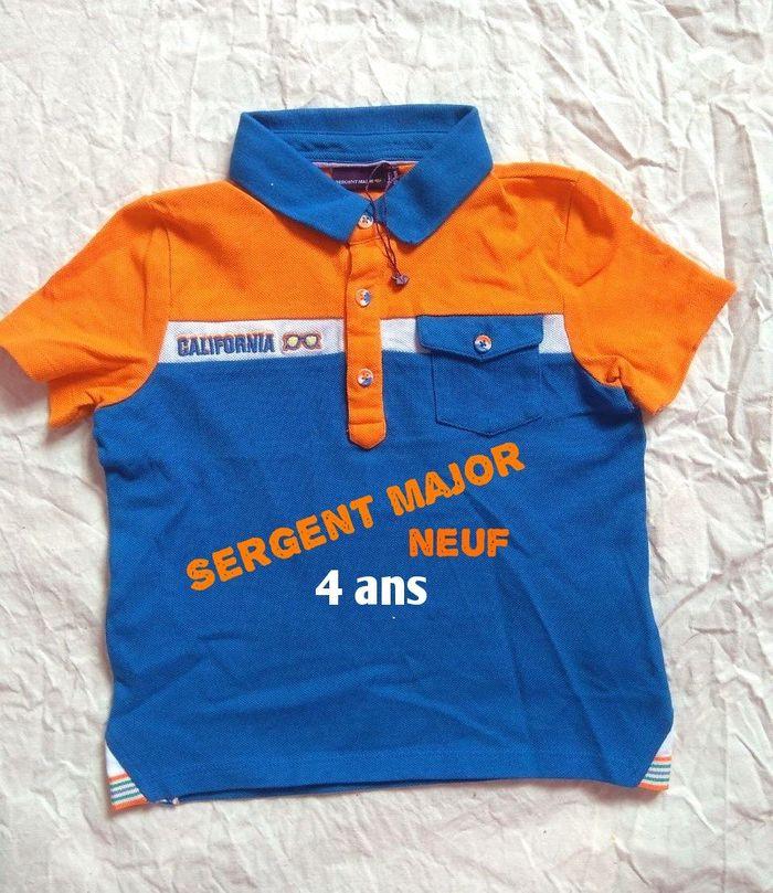 Polo neuf 4ans Sergent Major bleu orange - photo numéro 1