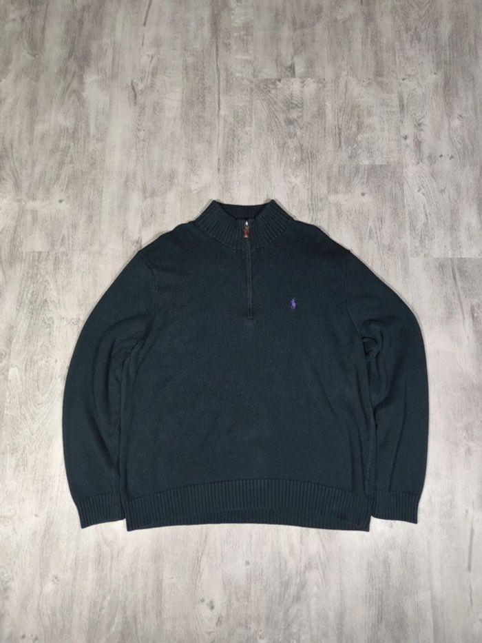 Pull Half Zip Ralph Lauren Noir Logo Brodé Violet Taille 2XL Homme - photo numéro 3