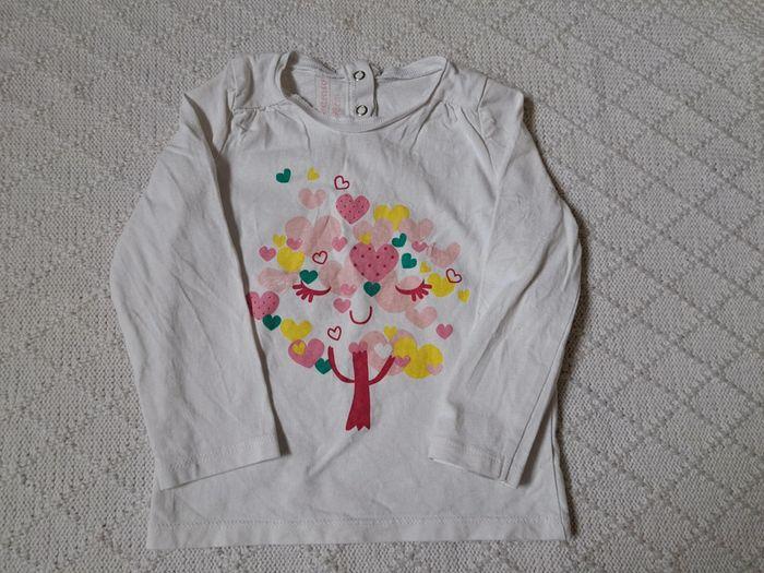 T-shirt manches longues blanc motifs arbre et coeurs colorésIn Extenso fille 3 ans - photo numéro 3